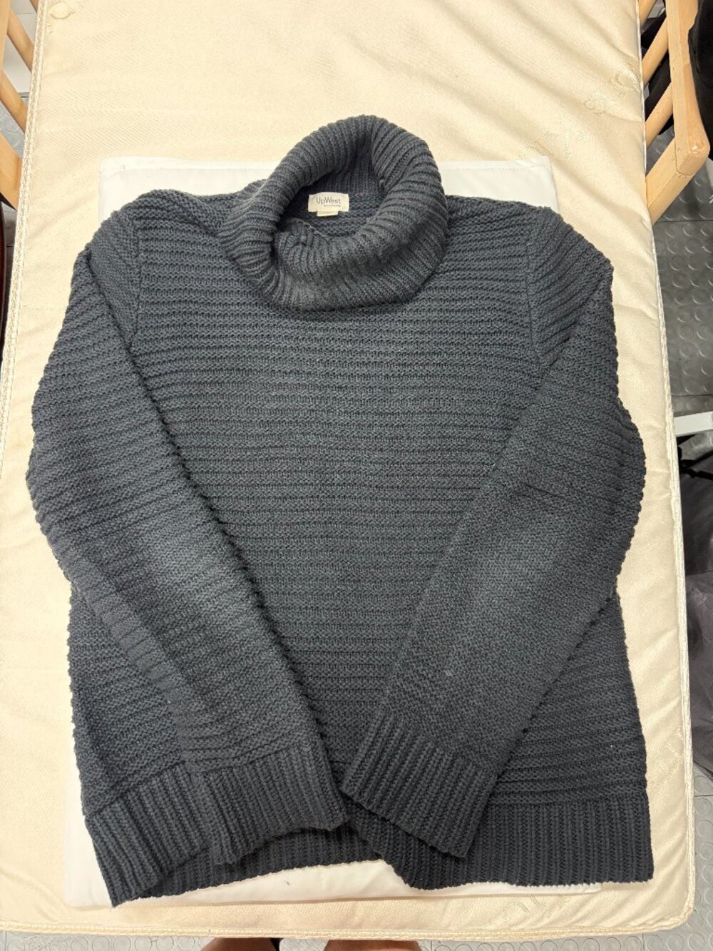 UpWest Charcoal Turtleneck Sweater Ribbed Cotton Sz M